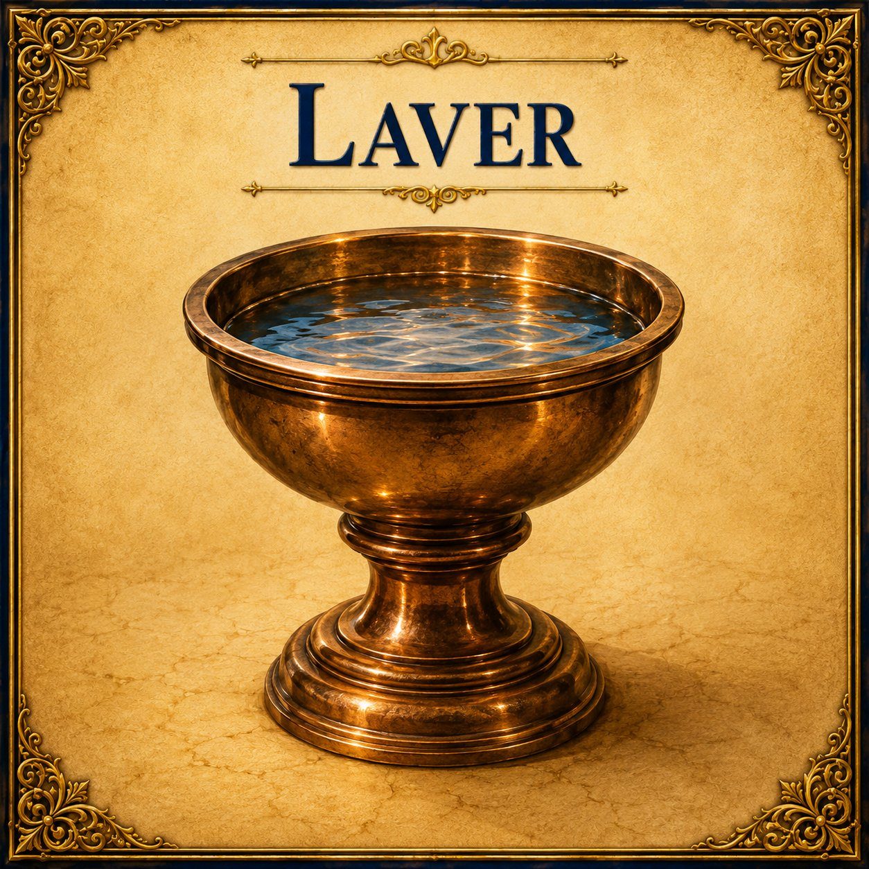 The bronze laver, the basin of water where the priests washed their hands and feet before ministering (Exodus 30:17-21)